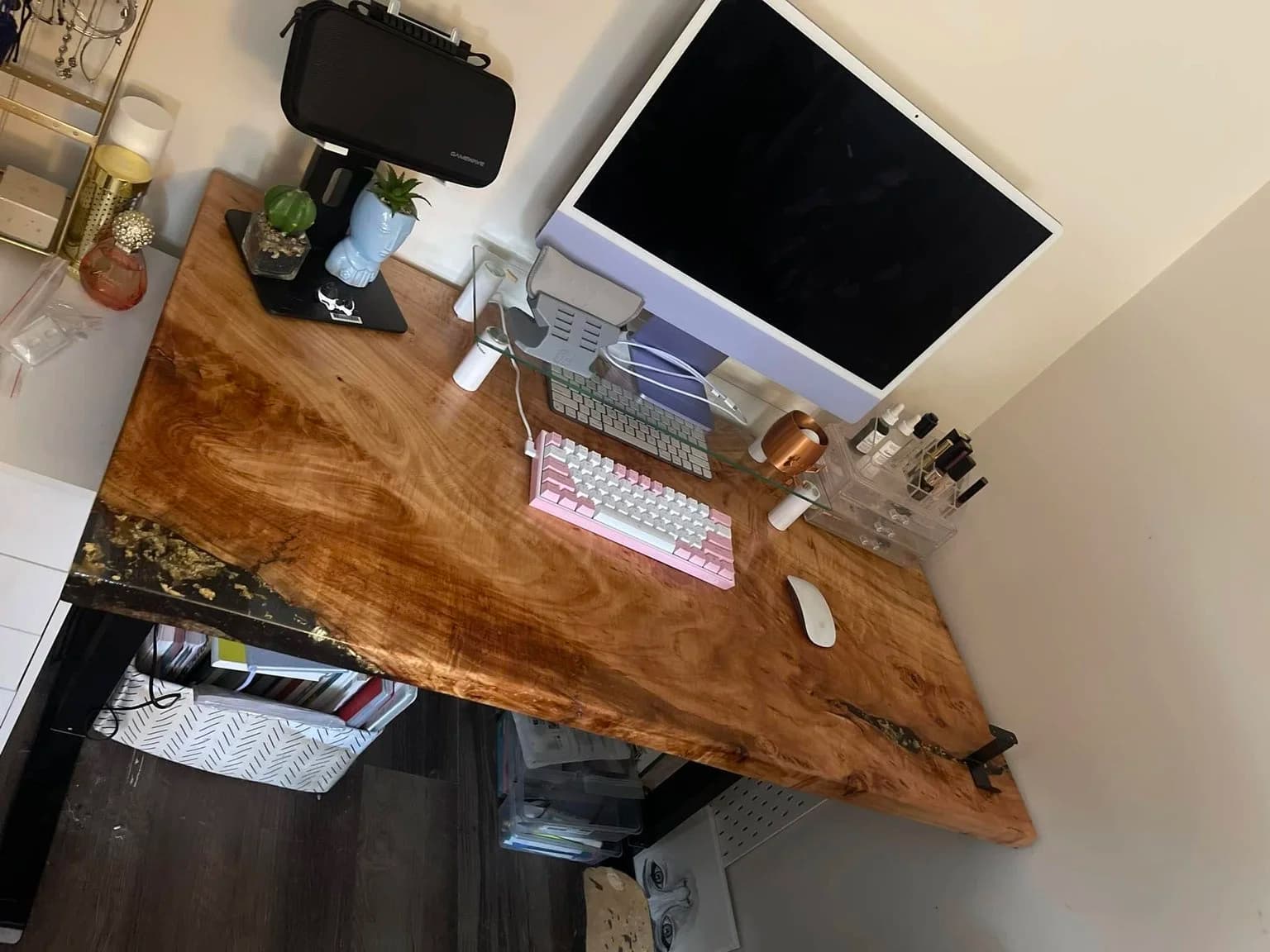 The Willow Desk, a bespoke commission in Single-slab live edge · made to commission